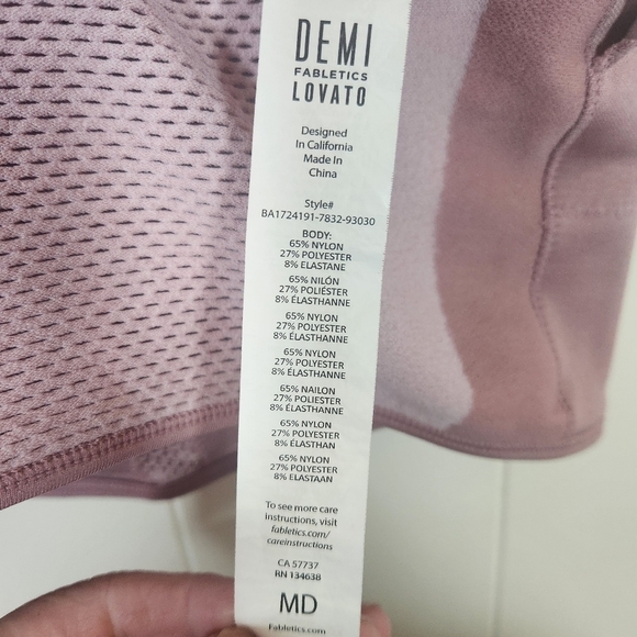 Fabletics × Demi Lovato Courtney Midi Bra Size Medium Pink Racerback - Picture 9 of 14